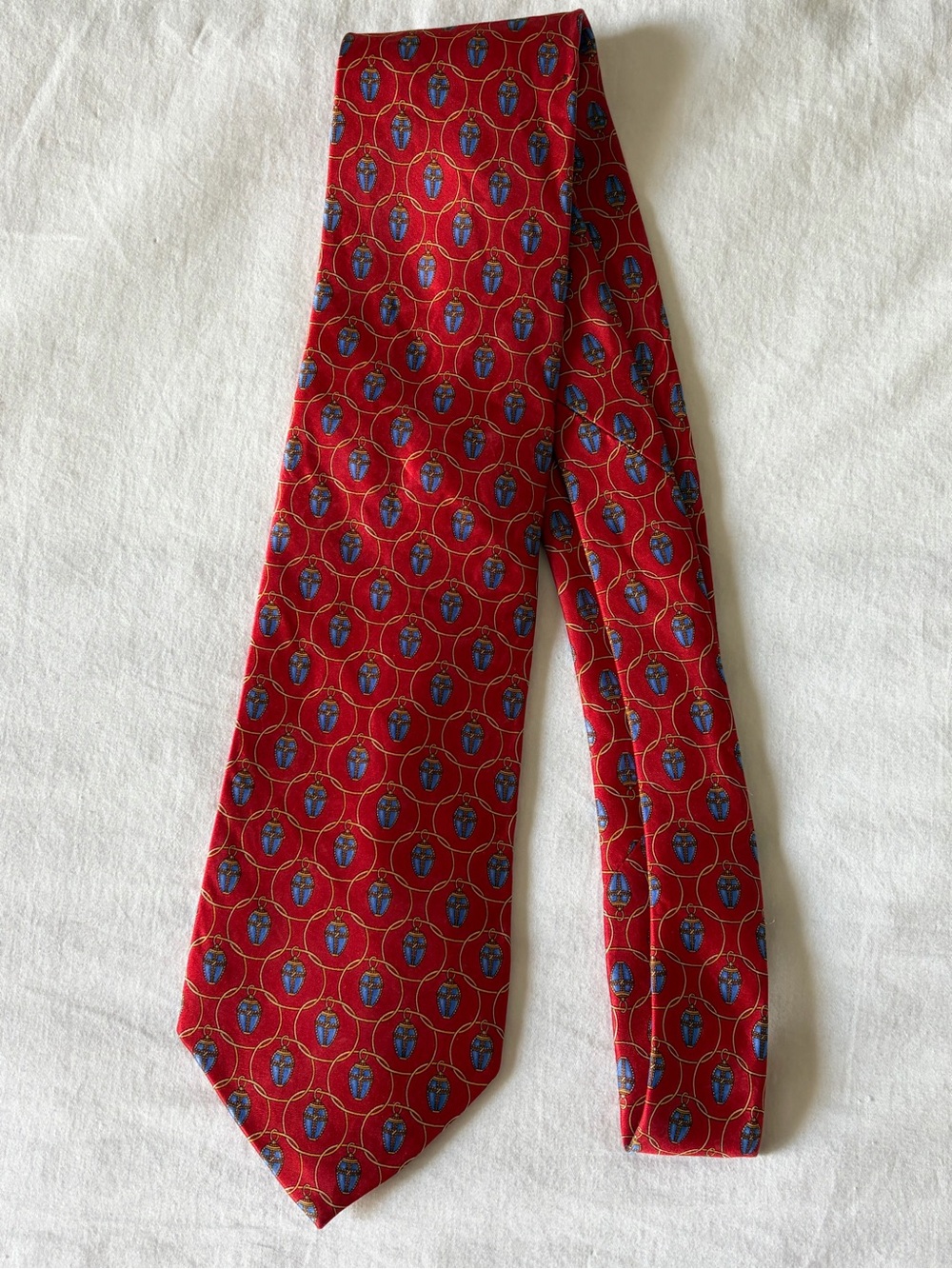 Faberge Vintage Silk Neck Tie Made In Usa Red Blue Old Money Egg Careerwear — image 6 of 8